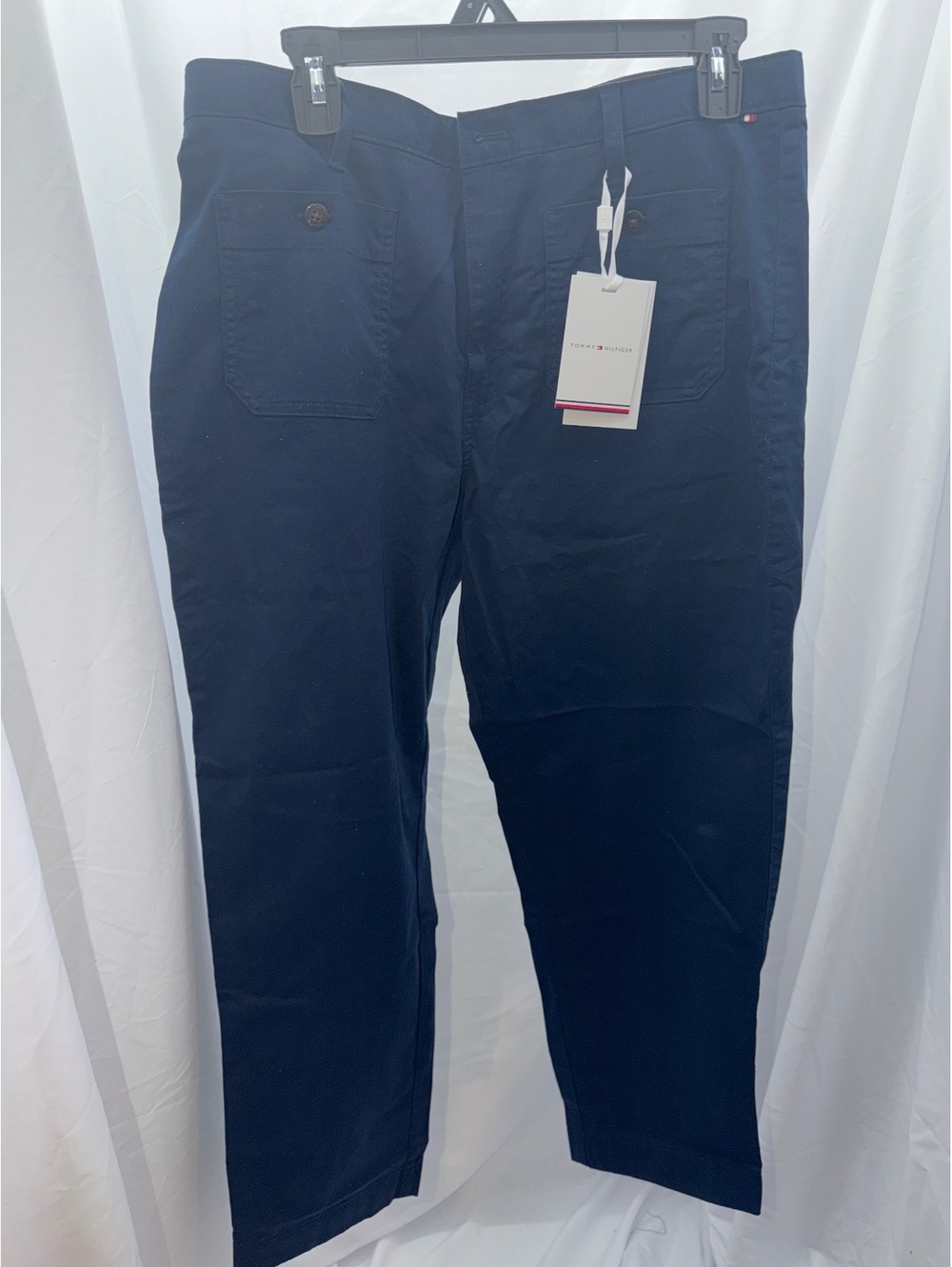 Tommy Hilfiger Navy Twill Straight Chino with stretch mid rise ankle